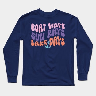 Boat Wave Sun Rays Lake Days Long Sleeve T-Shirt